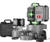 4D Kruislijnlaser - Incl draagkoffer - 4 tot 16 lijnen - Zelfnivellerend - 50 meter bereik - Met 2 batterijen - 360° Schakelbaar horizontaal & verticaal - Lijnlaser - Kruislaser - Bouwlaser