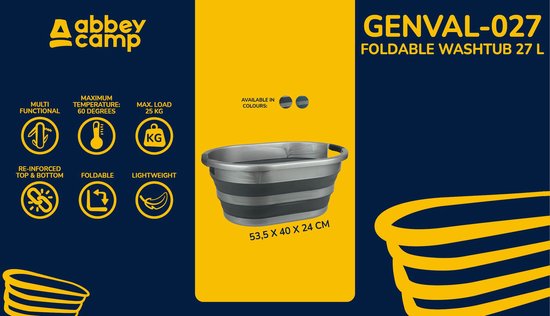 Abbey Camp Wasteil - Opvouwbaar - 27 Liter - Antraciet - Genval-027 van Abbey Camp — afbeelding 3