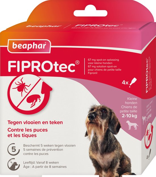 Beaphar Fiprotec Anti Teken- en Vlooiendruppels - Hond - 2-10 kg - 4st