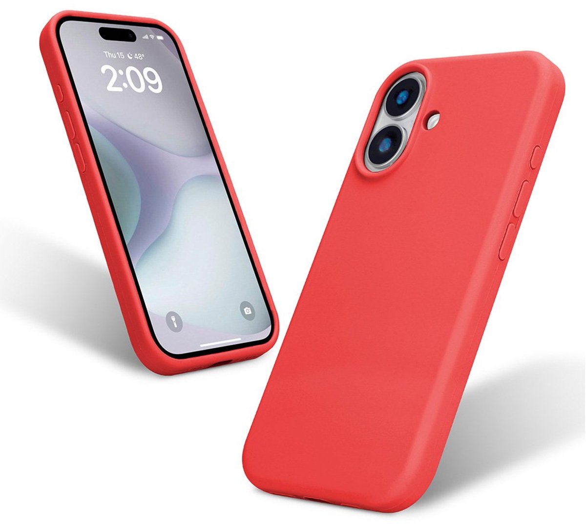 Liquid Silicone Hoesje geschikt voor iPhone 16 - rood- Dagelijks gebruik - Duurzaam - Flexibel - Stijlvol en Comfortabel - Schokbestendig - Soft Touch Siliconen