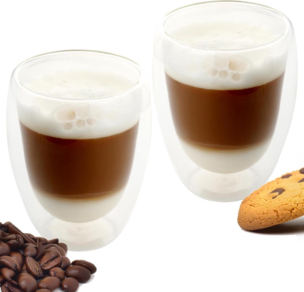 Dubbelwandige koffieglazen latte macchiato 2 x 350 ml thermoglazen voor cappuccino theeglazen dubbelwandige theeglazen