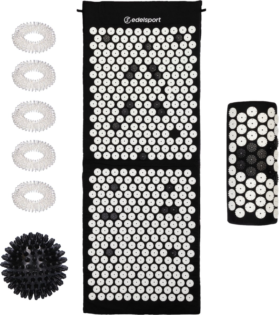 Goedkoopste EdelSport Spijkermat met Kussen & Draagtas - Massagebal - Acupressuur -Ringen - Acupressuurmat - Shakti Massage - Meditatie - Spijkerbed - Triggerpoint Bal - 130 x 50 cm
