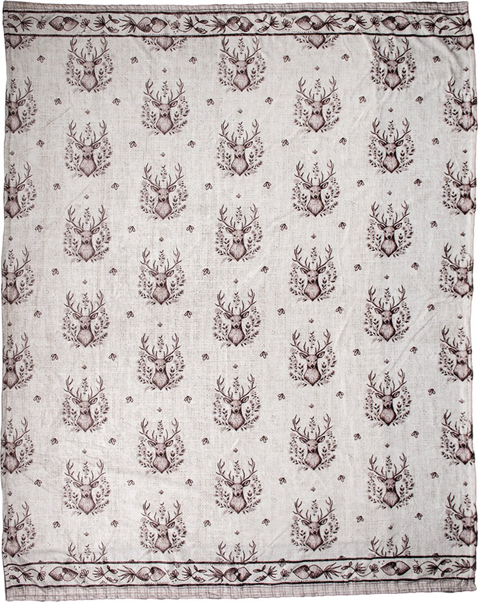 Clayre & Eef Plaid 130x180 cm Beige Polyester Hert