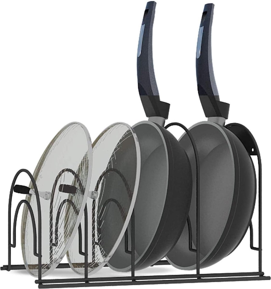 Pan Organizer Pot Rack Organizer Heavy Duty 5-laags rek houdt gietijzeren koekenpannen, bakplaten en ondiepe potten Duurzame stalen constructie - Ruimtebesparende keukenopslag - geen montage nodig Pan Organizer Pot Rack Organizer Heavy Duty 5-laags rek houdt gietijzeren koekenpannen, bakplaten en ondiepe potten Duurzame stalen constructie - Ruimtebesparende keukenopslag - geen montage nodig