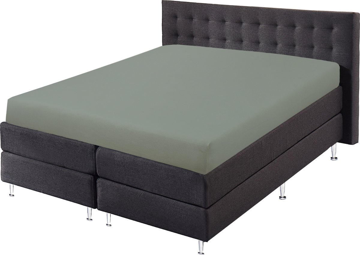 SweetSleeping Jersey Stretch Hoeslaken - 180 x 200cm + 30cm - Grijs - Strijkvrij - 100% katoen - Ultra soft - Met elastiek