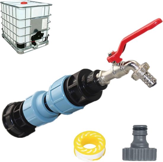Foto: Aftapkraan adapter s60 x 6 grove schroefdraad verlenging ibc tankaccessoires dop kraan slangtule voor 3 4 inch aansluiting tuinslang