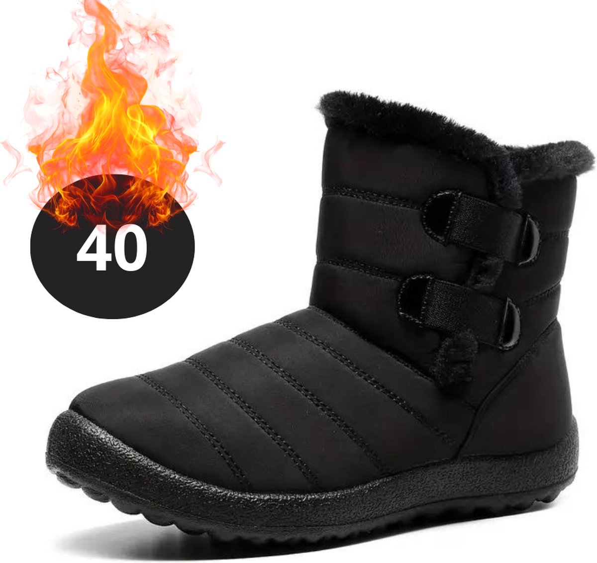 Bovista Snowboots Sneeuwschoenen Sneeuwboots Dames Wintersport Ski Skischoenen – 40 Bandje Zwart