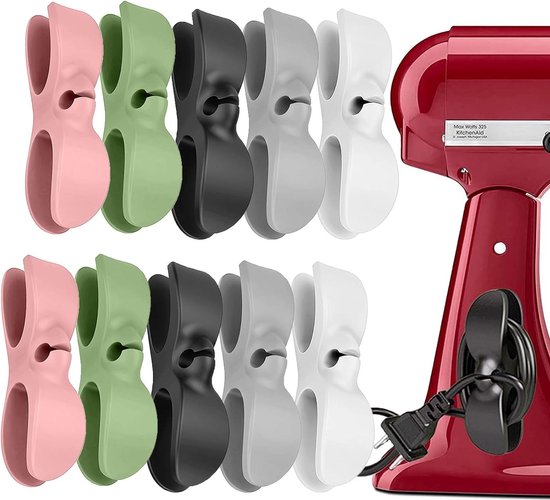 GUOMIS Kabelorganizer voor apparaten, keuken, rijstkoker, kabelhouder - 6 stuks kabelclips, zelfklevend en voor airfryer, mixers en andere keukenapparaten