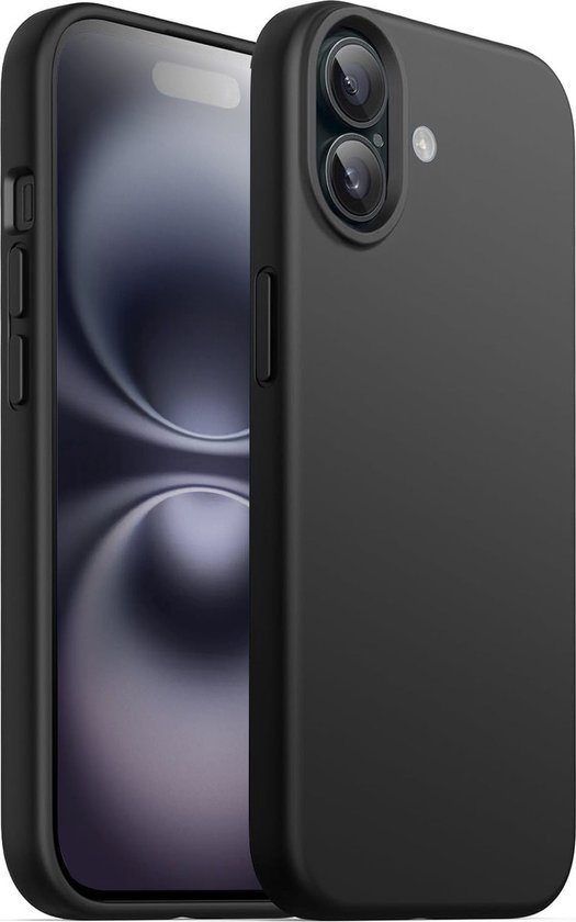 My Case telefoonhoesje geschikt voor Apple iPhone 16 hoesje Zwart siliconen - backcover hoes - optimale bescherming - zwart