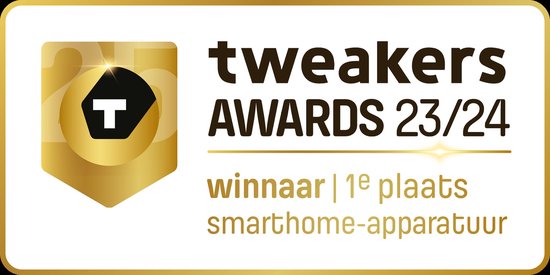Logo 'tweakers AWARDS 23/24 winnaar 1e plaats smarthome-apparatuur'.