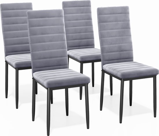 Bealife Eetkamerstoelen Set van 4 Eetkamerstoelen voor Keuken Eetkamer Fluwelen Zitting Gewatteerde Stoelen Modern (Licht Grijs, 4)
