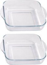 Cosy & Trendy Ovenschaal van glas - 2x - 22x22x5 cm - 1,8 L - braadslede - Ovenschotel - Bakvorm