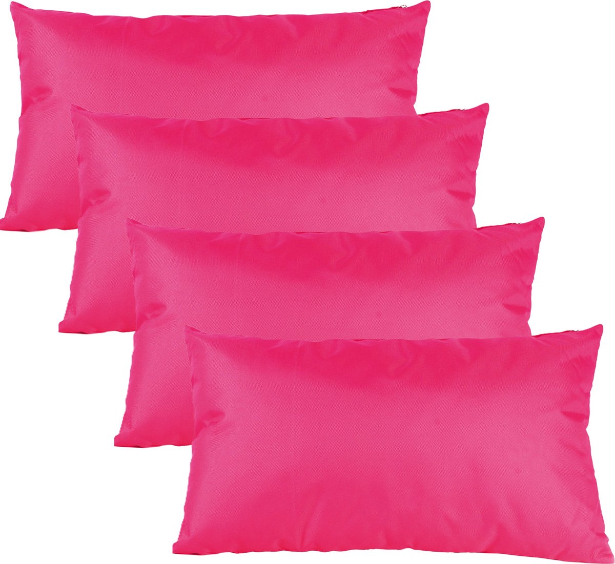Anna's collection Buiten of tuin sier kussens - 4x - fuchsia roze - 30 x 50 cm - binnen/buiten - zitkussens tuinbank