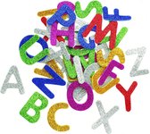 Hobby foam glitter letters - 104x stuks - kleuren mix - 4 cm - namen maken - Zelfklevende Hobby en knutselen plakletters