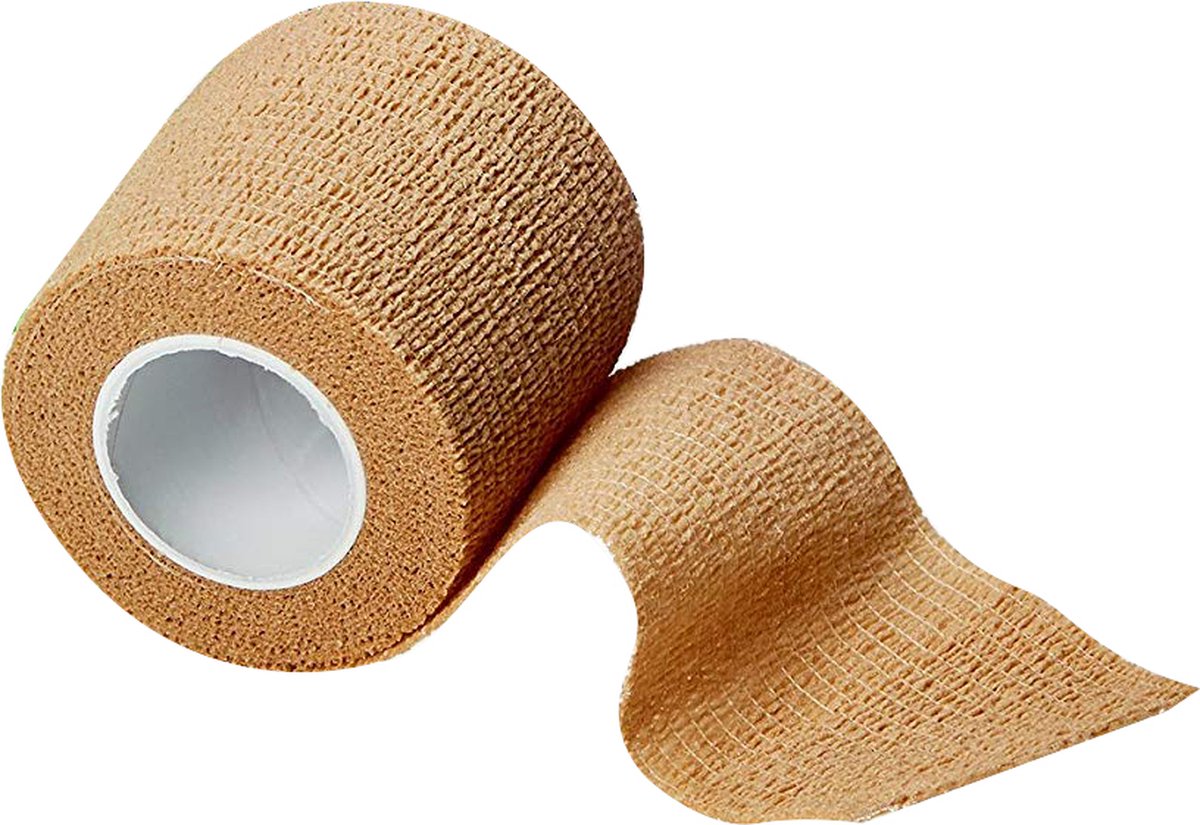 Goedkoopste Plastermaxx de hypoallergene elastische pleister ( beige ) die werkt zonder lijm. Waterbestendig, rekbaar, anti allergisch, latex vrij, absorbeert bloed, afscheurbaar ( geen schaar nodig ) lengte 450cm x breedte 5,0cm, handig voor thuis of op reis