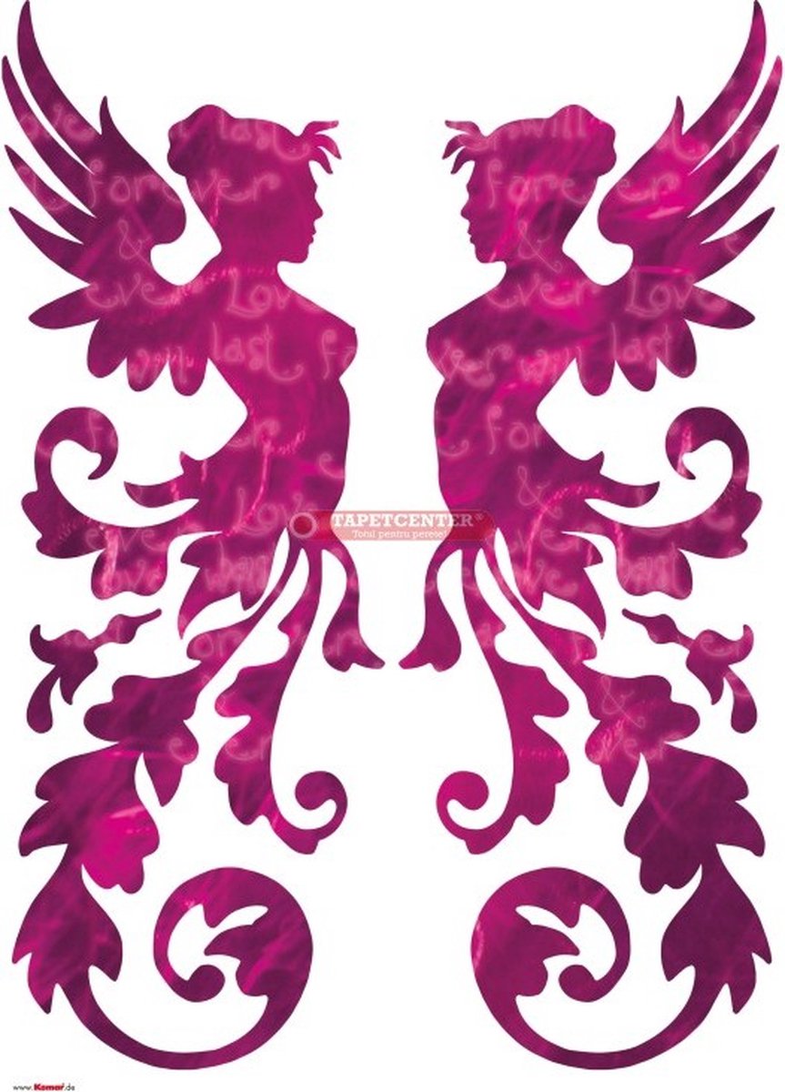 Komar - Muursticker XXL - Roze Engeltjes - Zelfklevend - Muurdecoratie - Stickers - 100 x 70 cm