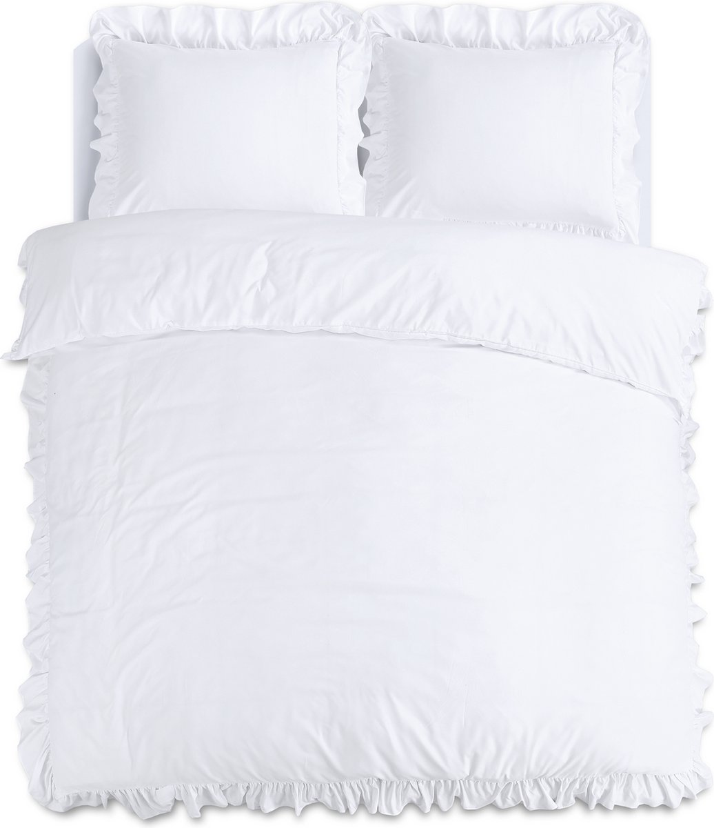 Sleeptime Ruffles Dekbedovertrek - 140X200/220 + 1 x kussensloop 60x70 - Wit