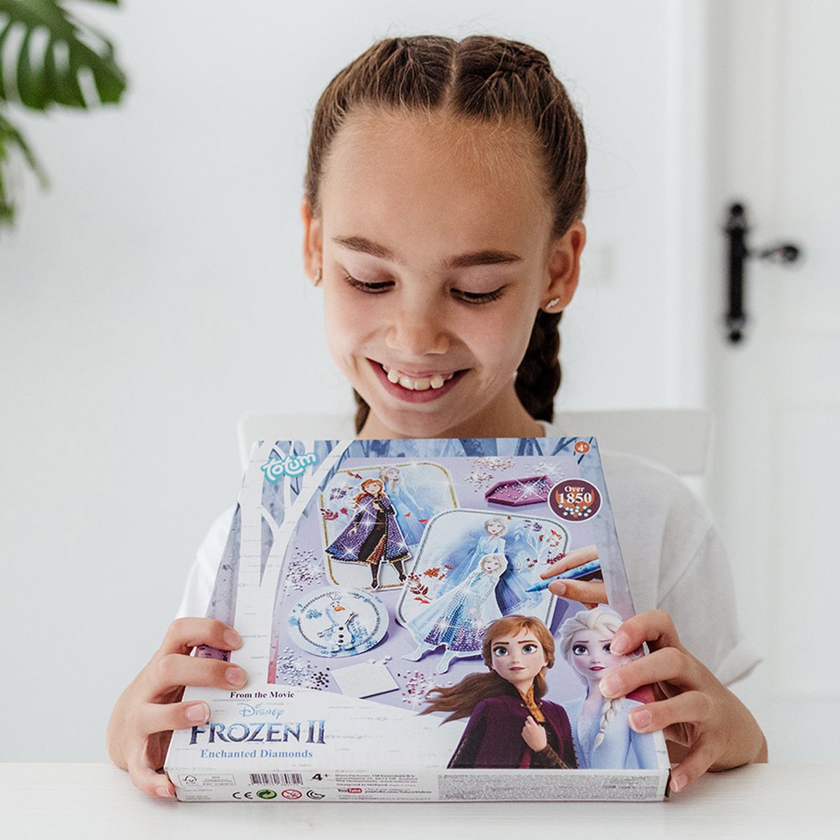 Disney Frozen Totum diamond painting knutselset speelgoed meisjes - Anna en Elsa prinsessen versieren met 1800+ strass steentjes knutselen creatief speelgoed — afbeelding 6
