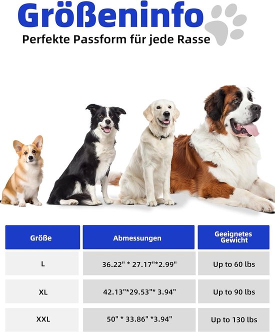 Orthopedisch hondenbed XL, 122 x 76 cm, voor grote honden, waterdicht L