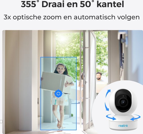 Reolink 2K Outdoor Beveiligingscamera met Pan Tilt, F1.0 True Color Nachtzicht bij weinig licht, 2.4/5GHz Dual-Band WiFi, Persoon/Voertuig/Dier Detectie, 2-Weg Audio, E1 Outdoor CX