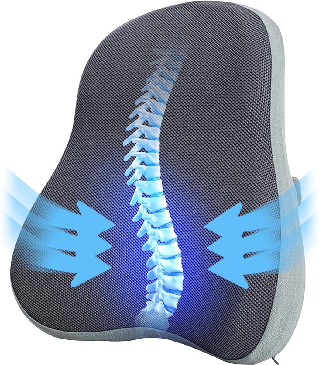 Goedkoopste Ergonomisch Lendenkussen voor Bureaustoel - Rugkussen met Memory Foam - Verlicht Rugpijn en Ondersteunt Houding - Ademend en Comfortabel Ontwerp