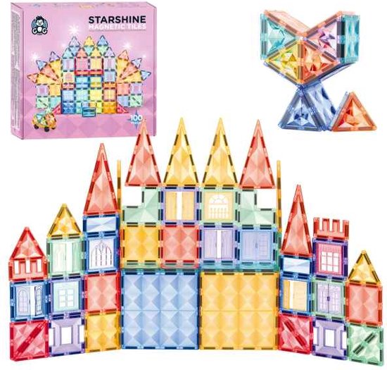 G G 1989 - Magnetic tiles - Pastelkleur - Diamantpatroon - 100 delen