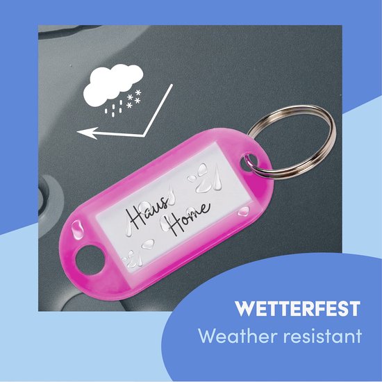Porte-clés WINTEX®, 20 ou 100 pièces, en différentes couleurs, avec étiquette interchangeable, résistant aux intempéries, porte-clés, inscription clé, argent, taille unique, classique