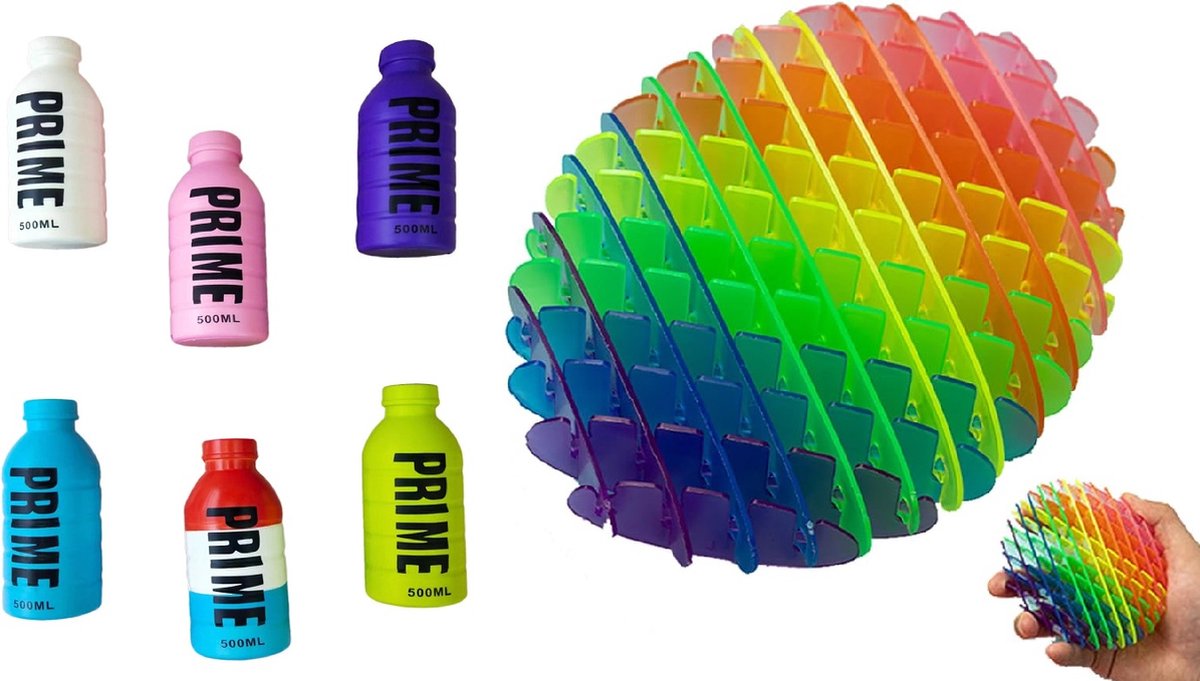 Happy Trendz® Rainbow Fidget Worm Morphing + Prime Squishy _ onderweg_vakantie_geluidloos_school_vliegtuig_bezigheid_antistress - Hype 2024