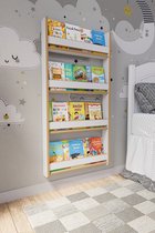 Boekenkast Kind - Boekenrek Kind - Boekenrek Kinderkamer - Kinderboekenkast - Montessori Boekenkast - 4 Niveaus - Wit
