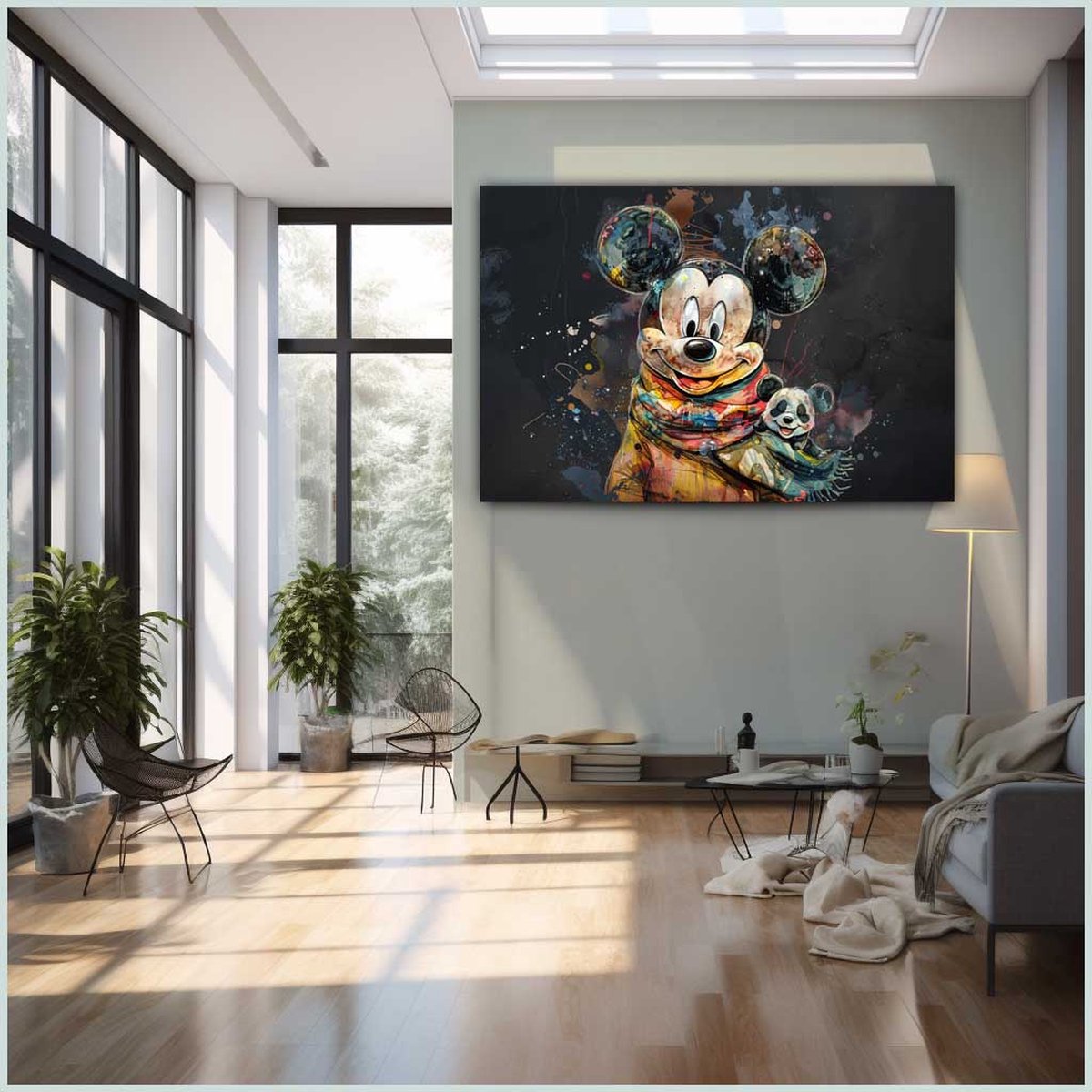 Canvas schilderij - Canvas - Staand - 50 x 70 cm - Portret - Dier - Mickey - Pandabeer - Modern - Wanddecoratie - Muurdecoratie woonkamer - Uniek - Exclusief -Picturetopicture