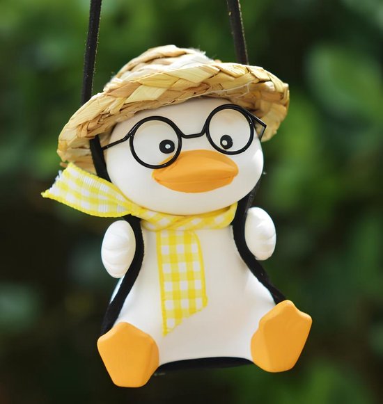 Foto: Swinging duck autohanger cadeau autodecoratie eend met stropdas autospiegel hanger schommelende eend achteruitkijk spiegel versiering populair tiktok schattig eendje autoaccesoire