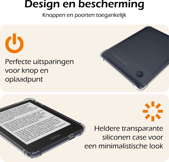 Hoesje Geschikt voor Kobo Clara BW eReader Hoes Siliconen Case Met Screenprotector - Shockproof Back Cover Geschikt voor Kobo Clara BW - Transparant van EtronixWorld — afbeelding 3