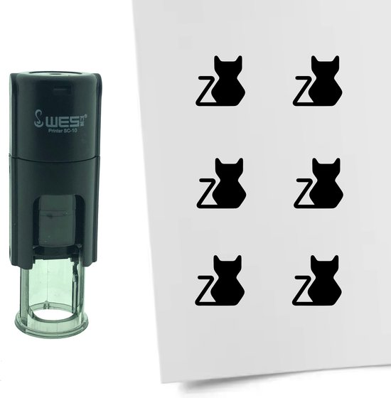 CombiCraft Stempel Kat 10mm rond - zwarte inkt