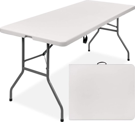 Foto: Adsafety inklapbare tafel campingtafel klaptafel vouwtafel buiten tuintafel 180 x 74 x 74 cm wit