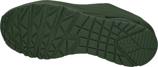 Semelle d'une sneaker Skechers vert kaki avec un motif adhérent.