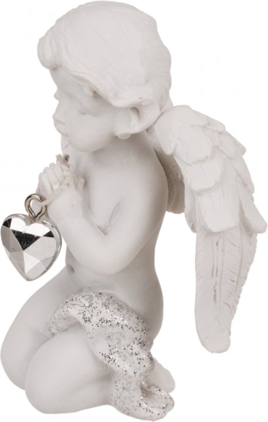 Ange Assis Lumineux LED - Statuette Décorative Blanche 7x11,5 Cm, Parfait Pour Noël Ou Déco Intérieure