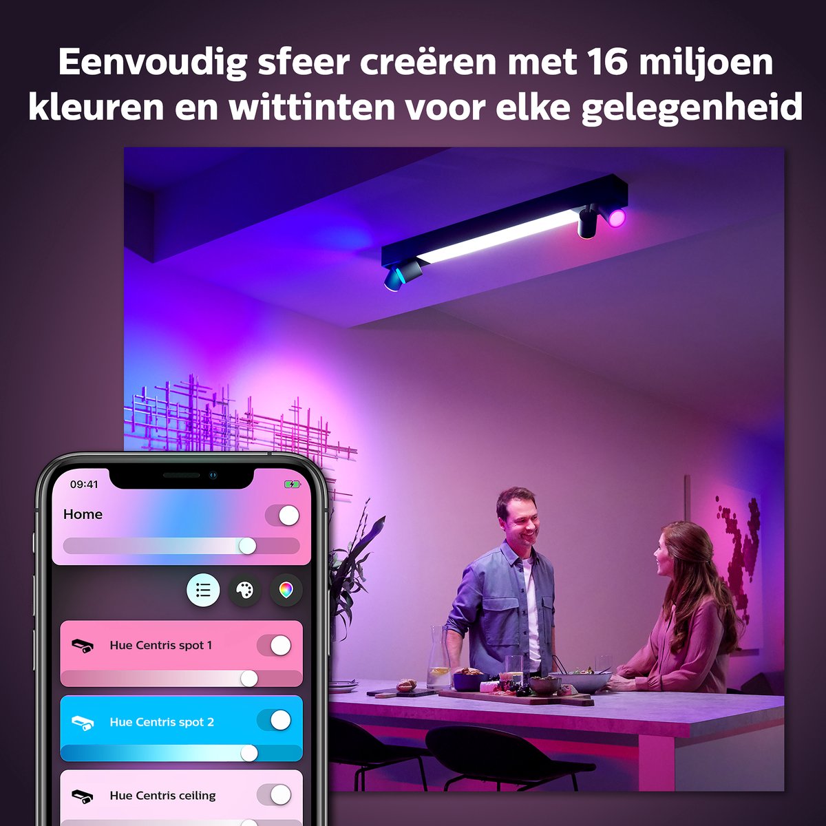 Philips Hue Centris opbouwspot - wit en gekleurd licht - 4-spots - zwart - rechthoekig — afbeelding 3