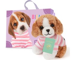 Studio Pets® Mini Knuffel Hond Beagle Billie (8 cm) met Koffer, Paspoort en Stickerboek – Complete Cadeauset voor kinderen
