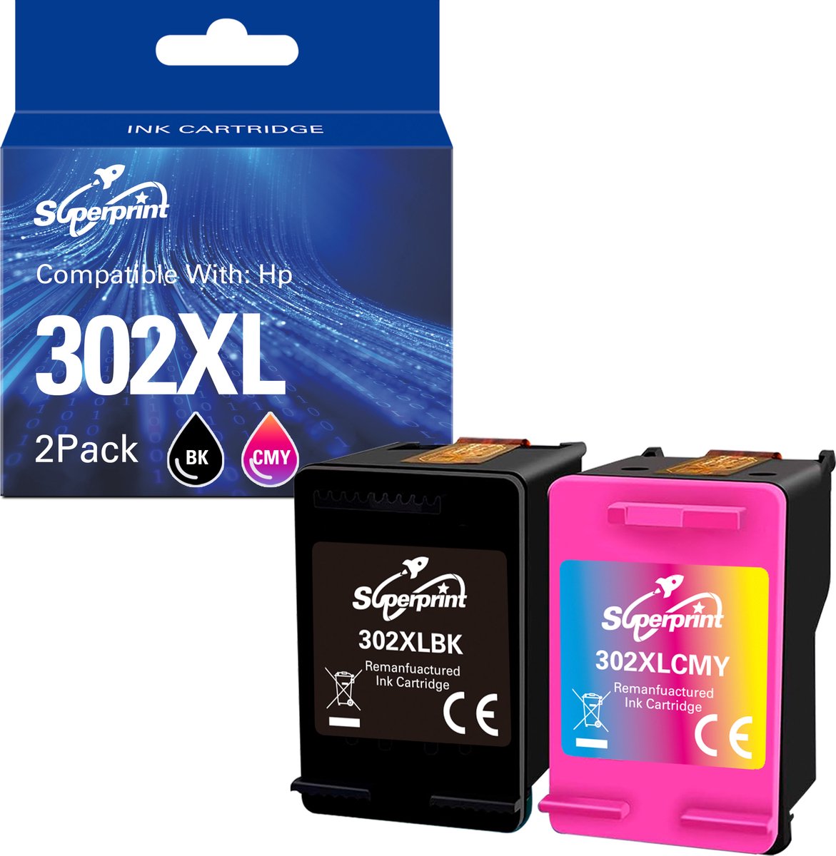 Superprint 302 XL Huismerk Inktcartridge geschikt voor HP 302 302XL - Multipack - Hoge Capaciteit