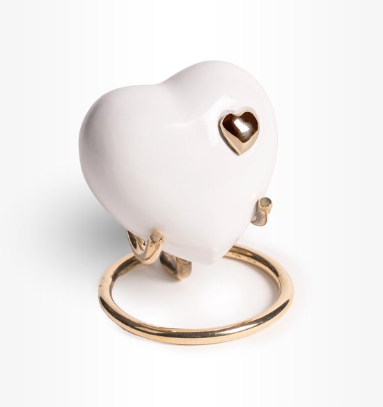 Crematie urn | Messing urn | Kleine urn hart wit | Mini urn | Hartjes urn | 0.11 liter