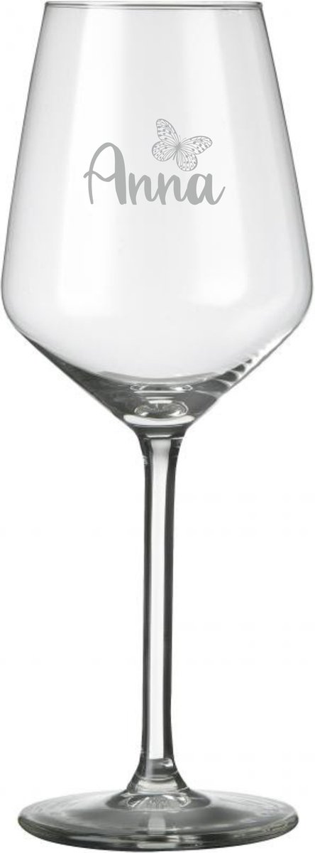 Wijnglas - Wijnglas met naam - Vlinder - Moederdag - Verjaardag - Vriendin - gepersonaliseerd - naam graveren - glas gravering - uniek cadeau - uniek
