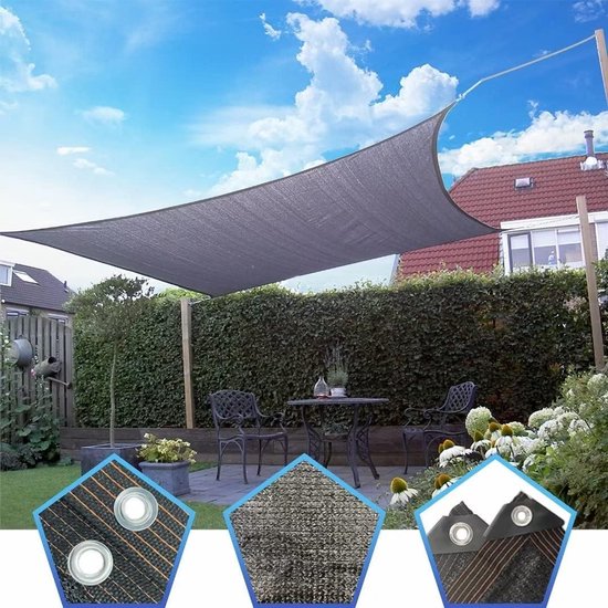 Schaduwnet, 3 x 4 m, tuinschaduwnet, schaduwnet met oogjes, zonwerend net, licht en duurzaam, uv-schaduwnet voor pergola, tuin, broeikas, kippenhok, outdoor