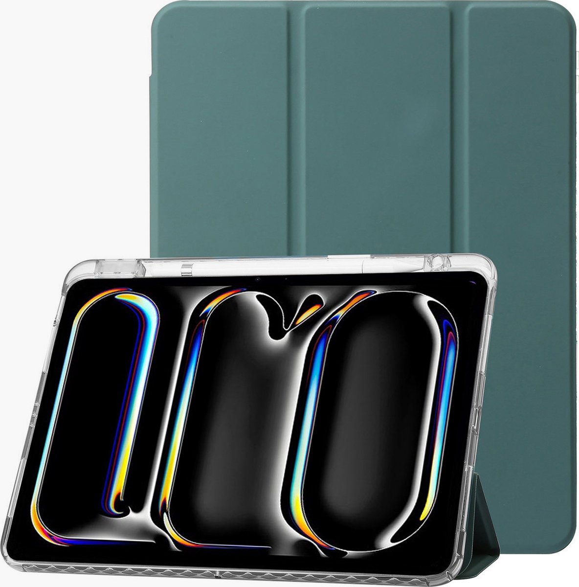 Fonu Hoes - Geschikt voor iPad Pro 13 inch (M5 2025 / M4 2024) - Shockproof - Met Autowake - Met Standaard - Hoesje Met Pencil Houder - Dun - Groen