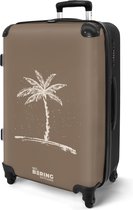 NoBoringSuitcases.com® - Koffer groot - Rolkoffer lichtgewicht - Bruin met beige palmboom - Reiskoffer met 4 wielen - Grote trolley XL - Luggage suitcase - Valies met TSA slot - 20 kg bagage medium