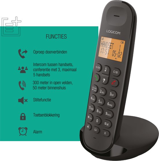 Téléphone Fixe Sans Fil LOGICOM ILOA 150 SOLO - Aubergine, DECT, Sans Répondeur, Neuf