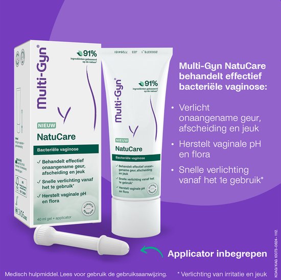 Multi-Gyn NatuCare 40 ml - Natuurlijke vaginale behandeling tegen bacteriele vaginose, Intieme Hygiene voor Vaginale Gezondheid, effectief tegen vaginale geur en abnormale afscheiding, Direct verzachtende werking, Klinisch bewezen, incl. applicator
