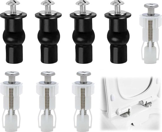 2 paar toiletbril, bevestigingsschroef, universele wc-bril, expansiebouten, bevestigingsset, schroeven voor toiletbrilassortiment, toiletbril, reparatieonderdelen (zwart, wit