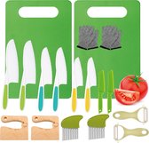 Bol.com Qwali XL Montessori Kinder messen Set - 18 Delig - incl. snijplank en handschoenen - Veilig - Koken - Bestek Mes - Mesje... aanbieding