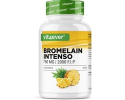 Bromelaïne Intenso - 750 mg (1800 F.I.P) - 120 maagsapresistente capsules (DRcaps®) - Natuurlijk spijsverteringsenzym uit ananas-extract - laboratorium getest - veganistisch - hoge dosering - Vit4ever