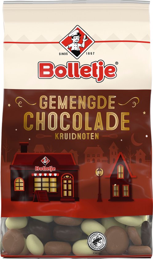 Foto: Bolletje kruidnoten gemengde chocolade 16x 250g